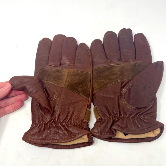 Wells Lamont Grips Riding Gloves Leather Pig Skin Velcro Wrist Brown Large - Picture 4 of 7